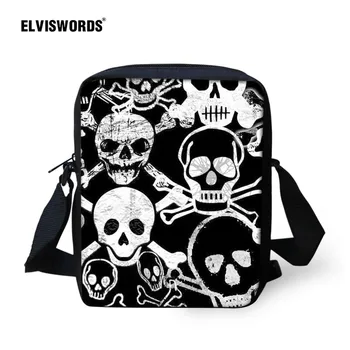 

ELVISWORDS Women Men Messager Bag Sugar Skull Print Crossbody Gothic Bag Kid's Small School Bags Children Shopping Shoulder Bags