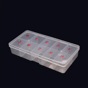 

2pcs Nail Tips Storage Boxes Transparent Plastic Case 10 Grids Organizer Nail Art Tools