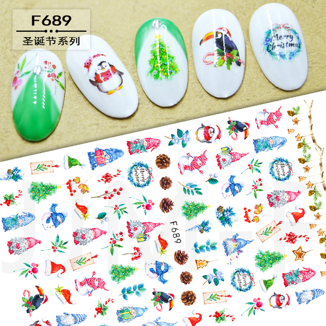 Christmas and Halloween Nail Art Sticker Bow Elk Snowflake Star Nail Slider Skull Lips Snake Nail Art Decal