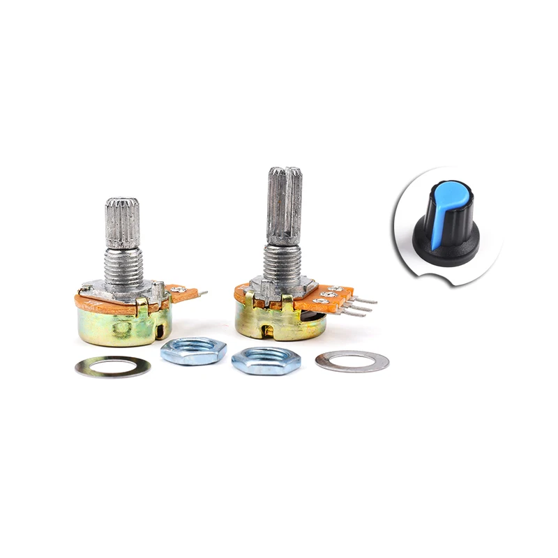 5Pcs WH148 1K 2K 5K 10K 20K 50K 100K 500K Ohm 15mm 3Pin Linear Taper Rotary Potentiometer Resistor for Arduino with AG2 BLUE Cap linear potentiometer rotary potentiometer potentiometer kit adjustable resistor potentiometer knobs
