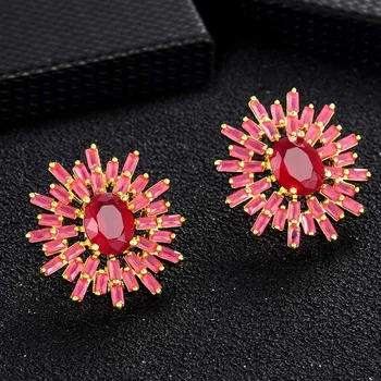 

Popular Fashion New Style Micro Pave CZ Copper Stud Earrings Ladies Shiny Zircon Crystal Jewelry For Women Girls Decoration Gift