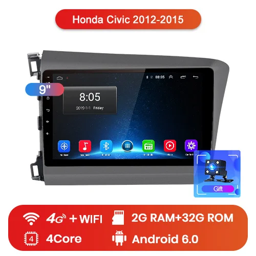 4G (2GB 32GB) Junsun V1 Android 9.0 системный блок а для Хонда Цивик 9 Honda Civic 9 FB FK FD 2012 2013, до 8-ЯДЕР, до 4+ 64ГБ DSP 2din android автомагнитола с навигацией DVD GPS мультимедиа автомобиля Штатная магнитола - Цвет: 4G (2GB 32GB)