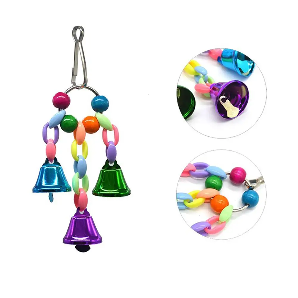 AUGKUN 7PCS Bird Parrot Toy Swing Chewing Toys Hanging Bell Bird Cage Toy Colorful Bird Entertainment Toys Pet Supplies