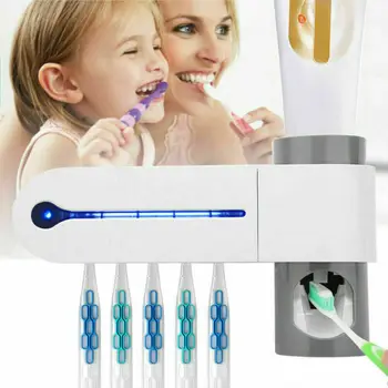 

New Uv Lamp 5 Toothbrush Holder 360 Degree Disinfection 3 in 1 Automatic Toothpaste for Family Bathroom