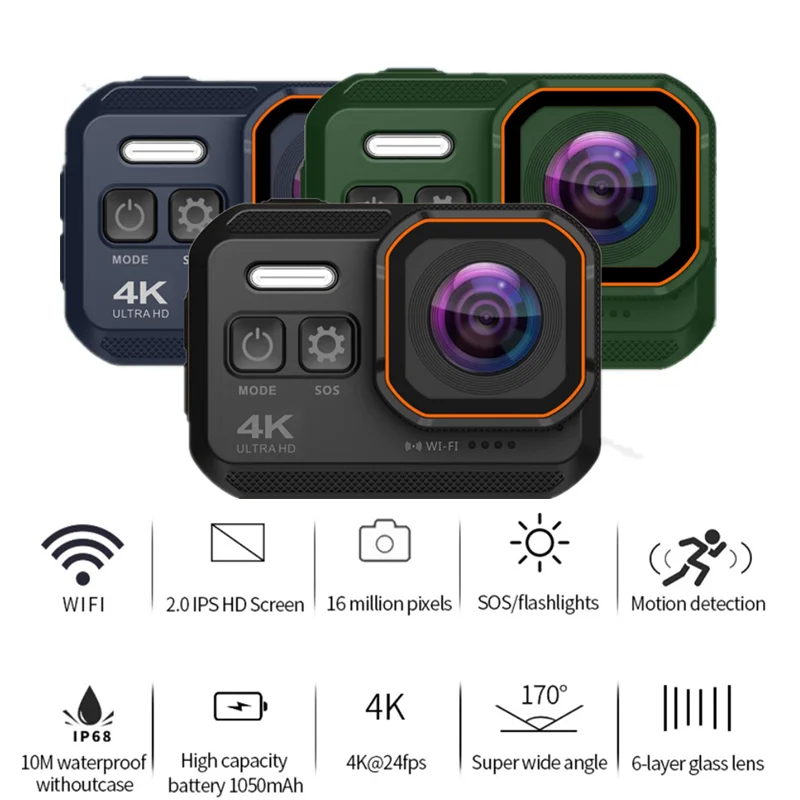 Artículo caliente KCX-Cámara de acción Ultra HD 4K, 10m, impermeable, pantalla de 2,0 pulgadas, 1080p, cámara deportiva go extreme pro, grabadora de unidad tachograp 1gNWb9DX70W