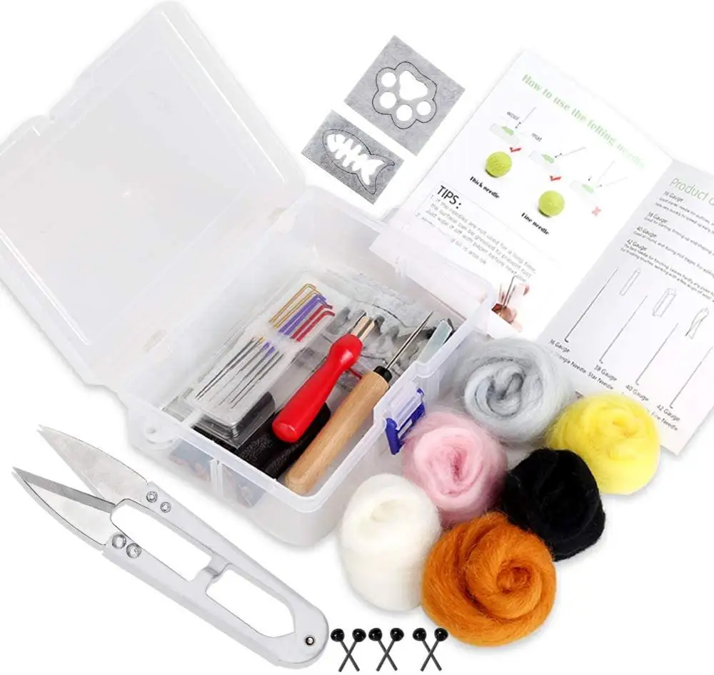 

KAOBUY 28PCS Needle Felting Starter Tool Kit With Roving Wool, Needle Felting Needle, Wooden Handle ,For DIY Needle Felting