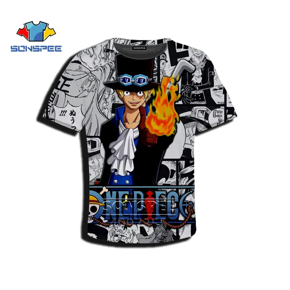 SONSPEE One Piece сабо Харадзюку уличная одежда для маленьких мальчиков и девочек модная футболка аниме Повседневное мультфильм 3D футболка с короткими рукавами и принтом детская A522 - Цвет: 1