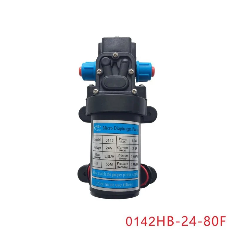 0142HB-24-80F 80 Вт AC/DC 12V 24 V для дома автомойки сельскохозяйственный распрыскиватель самовсасывающие всасывания Электрический мембранный насос с вентилятором мини водяной насос 12-24 V - Напряжение: 0142HB-24-80F
