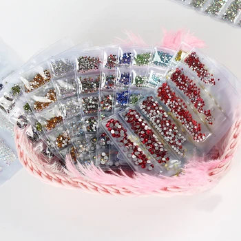 

18 Colors Multi-size Crystal Shiny Flatback Glass Rhinestones Manicure Charms Stones Decoration 3D Designs Nails Art Accessoires