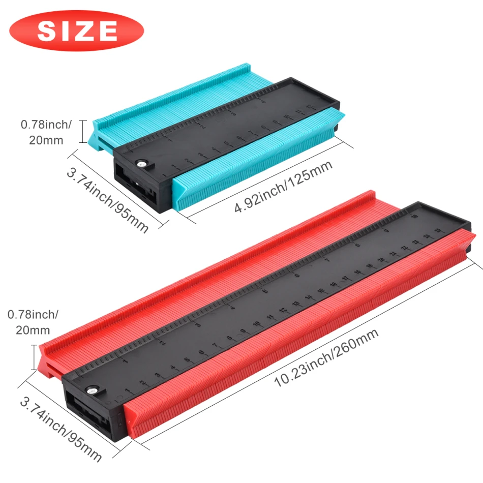 Rossonix 2 Pcs Shape Contour Gauge Duplicator 5 inch 10 inch Plastic Profile Copy Gauge Wood Markin