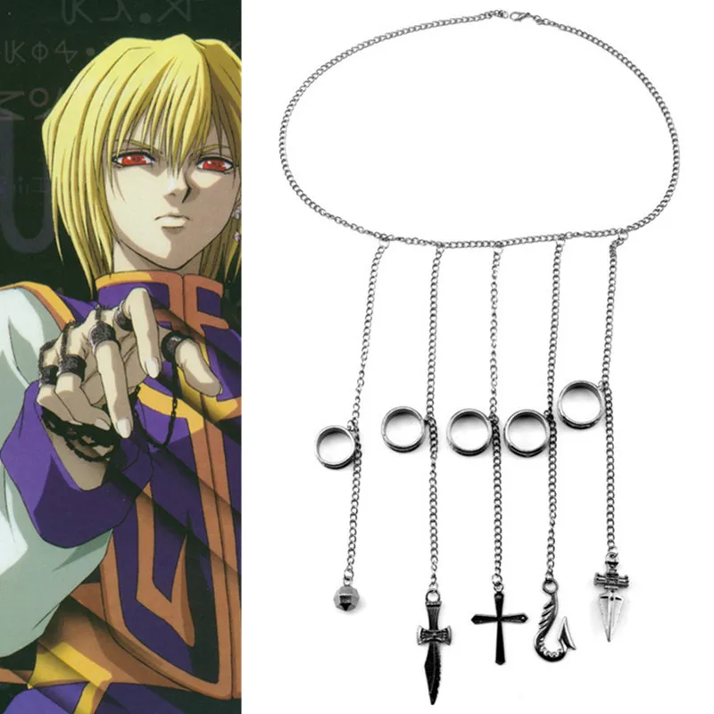 Кольцо для косплея из мультфильма Hunter x пятипальцевые кольца Kurapika металлическая