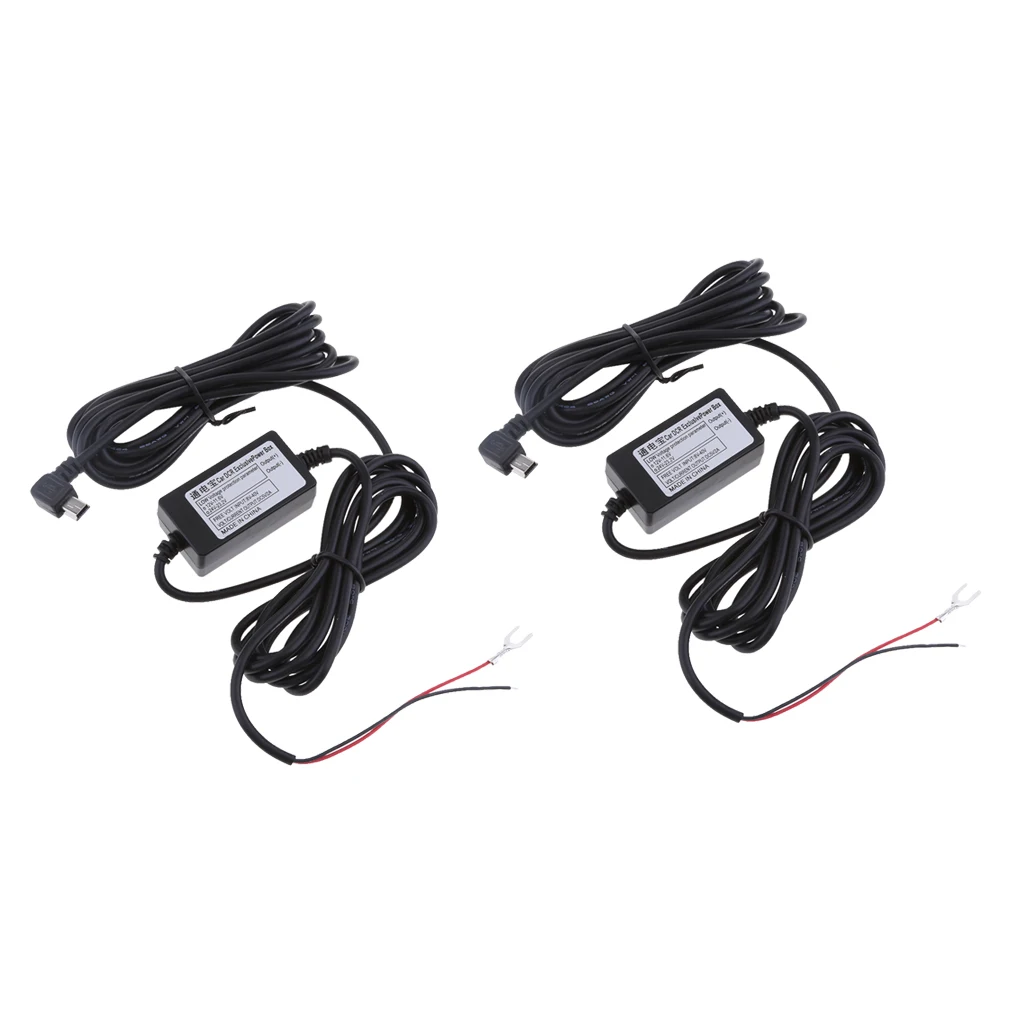 2x Автомобиль Dash Cam проводной Наборы 12/24 В до 5 В пост 1.5A мини USB правый изгиб зарядка Кабельные Инструменты