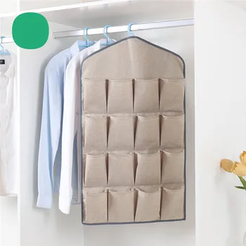 

Linen Cloth 18 + 8 Multi-pocket Double Sided Storage Hanging Bag Classroom Pocket Charts Nursery Hanging Organizers