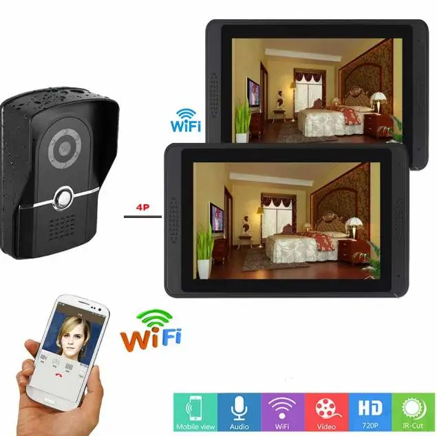 618619FG12 SmartYIBA " Hands-free видео домофон безопасности WiFi видео-звонок Дверной камеры наблюдения визуальный вызов приложение комплекты дистанционного управления - Цвет: 618619FG12