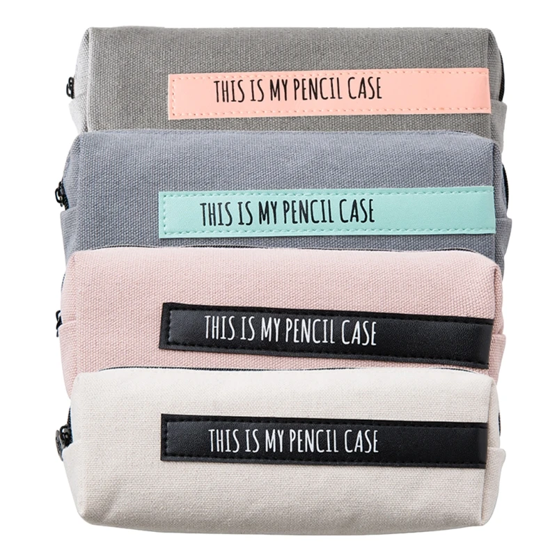 1PC Creative School Pencil Case Simple Solid Color Large Pen Bag School Supplies