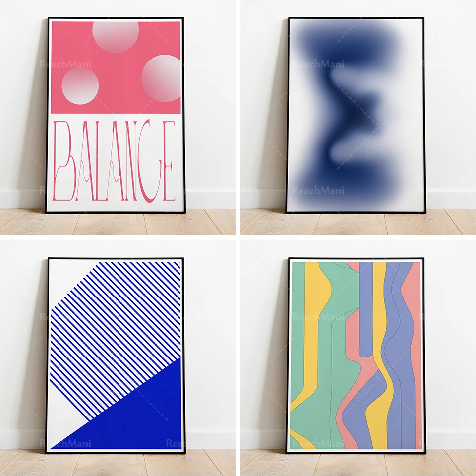 Graphic Design Print | Wall Art | Digital Poster | Minimal line art Texture  Design | Modern Bauhaus Art | Abstract Shapes|Painting & Calligraphy| -  AliExpress