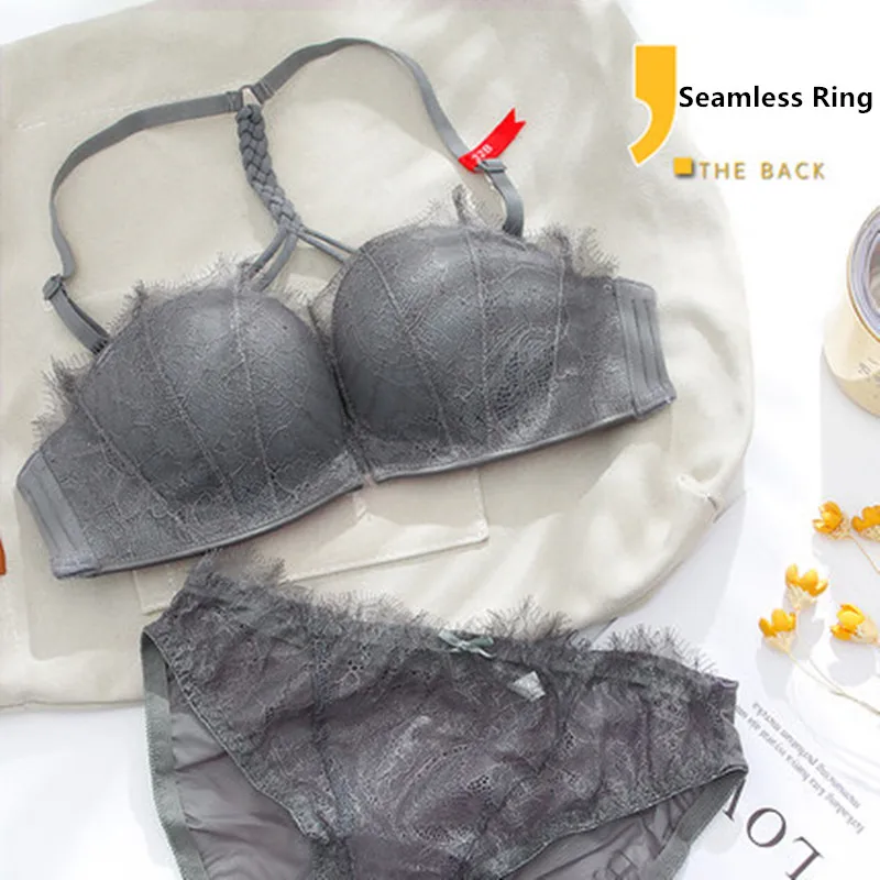 Красивое нижнее белье сзади, костюм нижнего белья, женское стальное кольцо, бюстгальтер, удобный, бесследный кружевной бюстгальтер