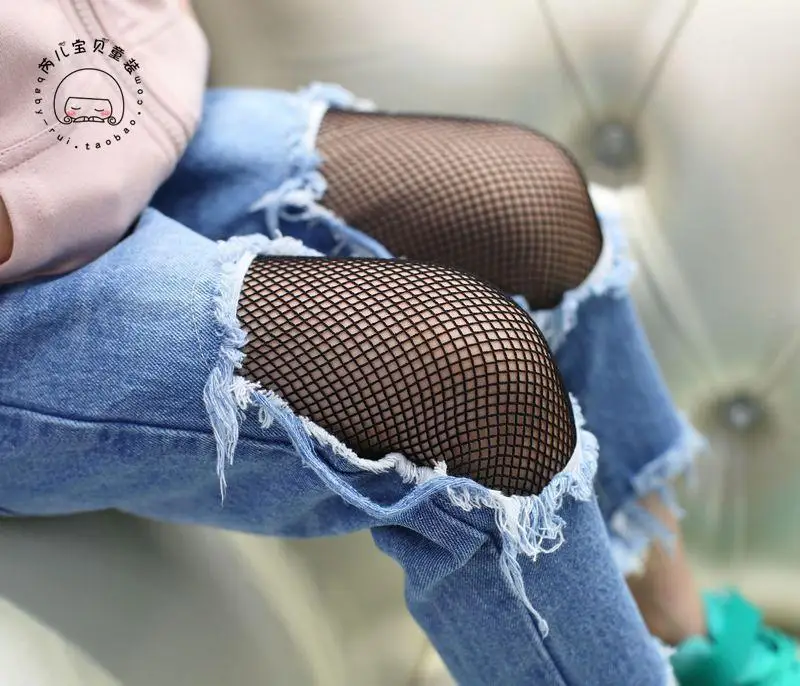 Ss3653 Dream Dangdang/ г. Весенние новые стильные брюки для девочек кружевные джинсы с дырками DW E-2