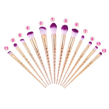 

12pcs Gold Color Spiral Unicorn Diamond Matte Makeup Brushes Professional Set Facial Foundation Cosmetic Makeup Brush Kit