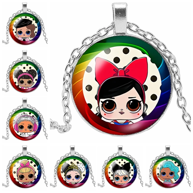 2019 Explosion New Fashion Anime Cartoon Doll Head Necklace 3 Color Glass Convex Cute Child Pendant | Украшения и аксессуары