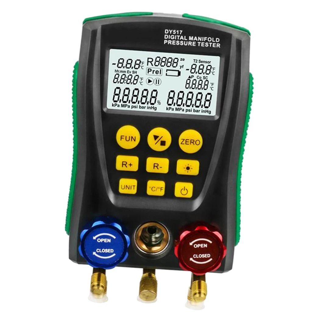 Digital Vacuum Pressure Manifold Tester Meter HVAC Temperature Test