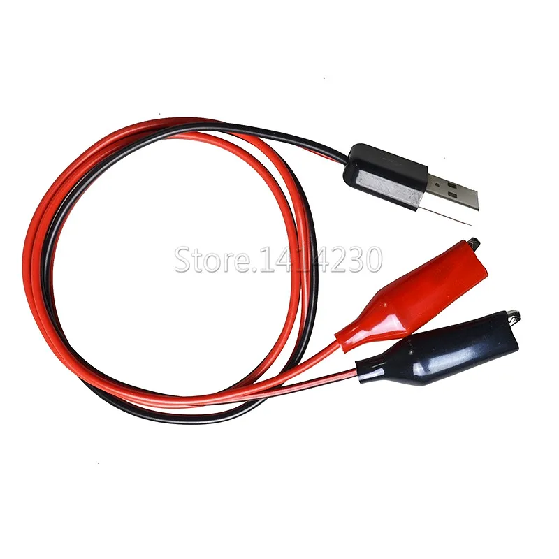 DIY провод питания Красный Черный Аллигатор тестовые зажимы к USB Мужской Разъем питания адаптер провода 60 см