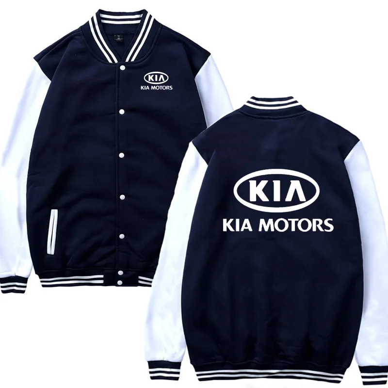 Мужская бейсбольная куртка автомобиль kia с логотипом Повседневная Хип-Хоп Harajuku теплая толстовка мужская бейсбольная форма Slim Fit Одежда унисекс