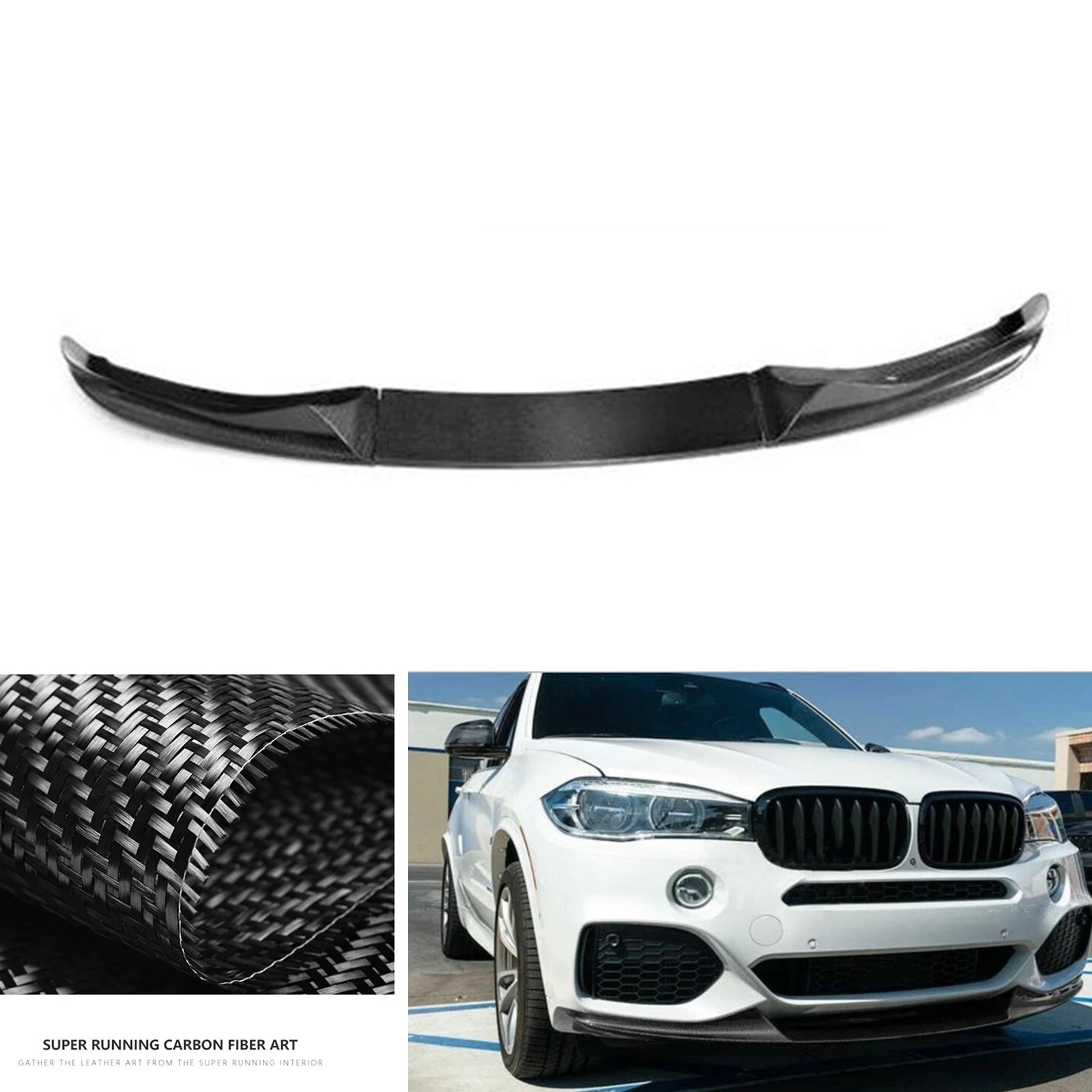 

Передний бампер, спойлер, губа для BMW X5 F15 M-Sport 2014-2018, комплект нижней части корпуса автомобиля из натурального углеродного волокна, защитная пластина, разделитель лезвия