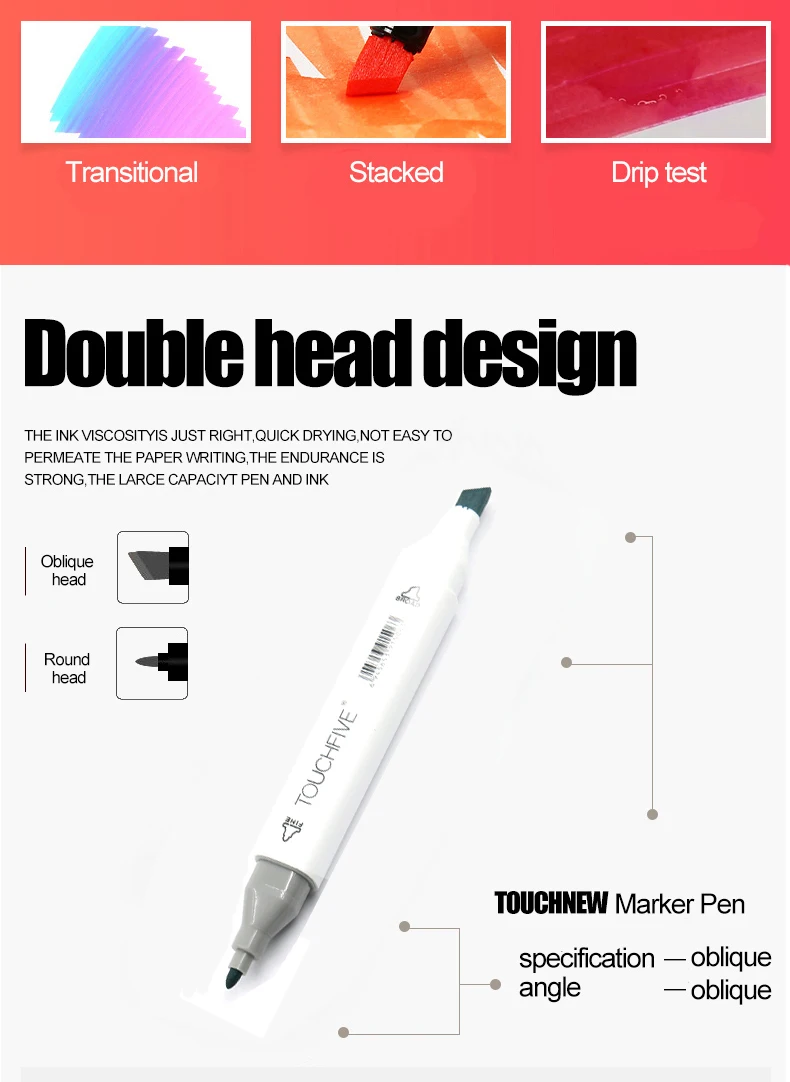 TouchFIVE маркер для рисования комплекты 30/40/60/80/168 Цвета аниме студент эскиз конструкции манга спиртовой фломастер для рисования(легкое белое ручки