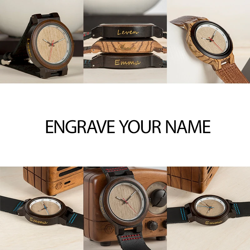 

Watch Men BOBO BIRD Handmade Wood Wristwatch Customize Your Name Japanese Movement Christmas gift For Him Dropshipping