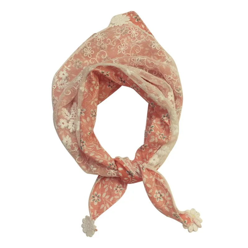 Детский шейный платок; сезон осень-зима; красивый элегантный кружевной мягкий шейный платок с цветочным узором для девочек - Цвет: A14