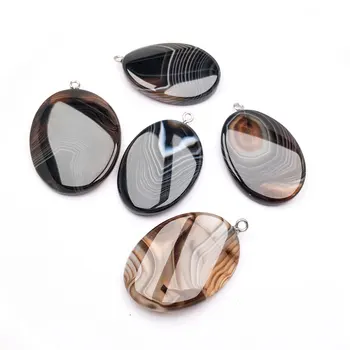 

Natural Stone Black Veins Agates Pendant Egg Shape Fine Pendants For Jewelry Making DIY Charm Necklace Accessories Size 25x38mm