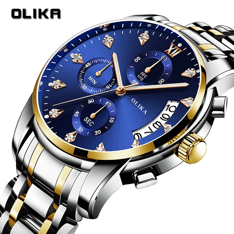 

Waterproof olika/fashion men watch stainless steel belt watch male table calendar quartz watch