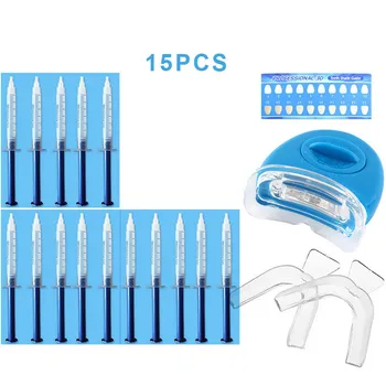 

Pro teeth whitening kit Beautiful tooth lamp + 15 gels + 2 braces + color card + manual peroxide oral hygiene tool kit F