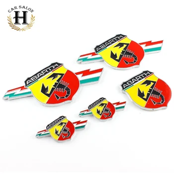 

5PCS/SET Car Abarth AR Metal Adhesive Badge Emblem logo Decal Sticker character scorpion For All Fiat Abarth 124/125/125/500