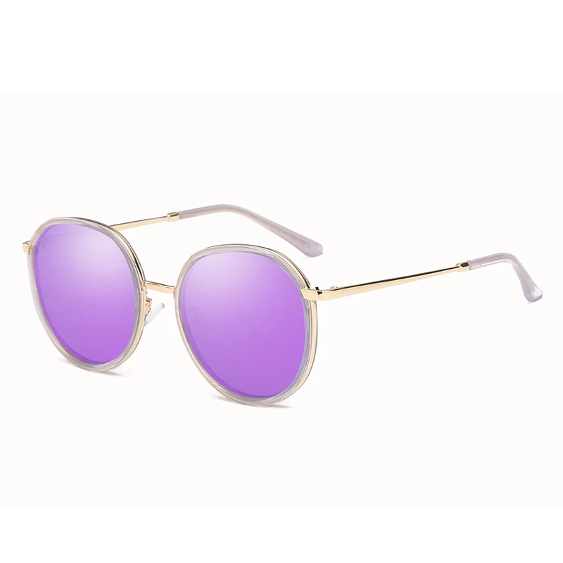LEIDISEN Polarized Sunglass Women's style Fashion Dazzle Color Classic Metal Brand Designer UV400 Sun Glasses Vintage 0935 - Цвет линз: PURPLE