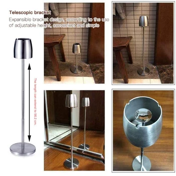 

Floor Standing Ashtray, Telescopic Stainless Steel Windproof Ashtray with Lid, Large Portable Unbreakable Ashtray for Home Offic
