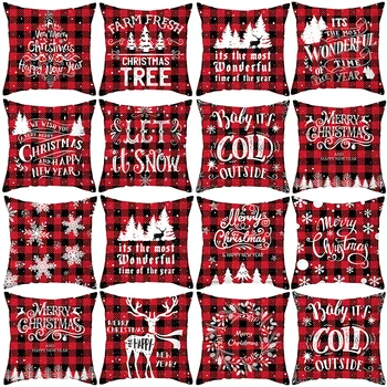 

45x45cm Merry Christmas Decor For Home Santa Claus Elk Pillowcase Christmas Ornament 2020 Navidad Xmas Gift Happy New Year 2021