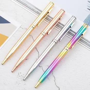 

24 pcs/lot Fashion Gradient Metal Ballpoint pen Cute Rotary Ball pens Business pen office School writing supplies