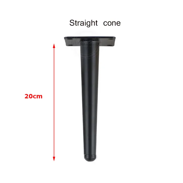 black straight 20cm 4 шт. металлическая мебель ножки стола оборудования зауженные золотая для шкафа ноги шкаф шкафы кофе конуса для ножек стула 15/20/25/30 см - Цвет: black straight 20cm