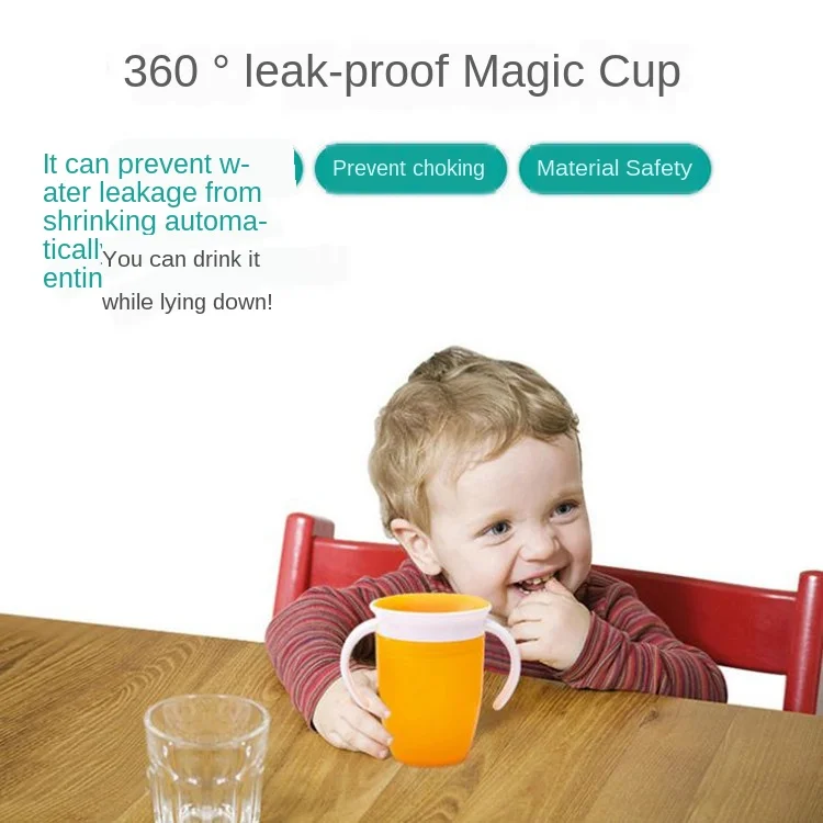 1PC 360 Baby Cups Can Be Rotated Magic Cup Baby Learning Drinking Cup LeakProof Child Water Cup Bottle 240ML Copos Learning cup