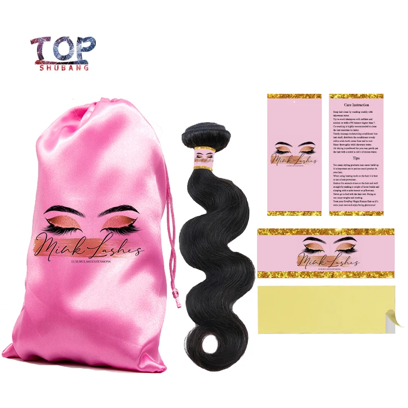 

450Pcs Custom Logo Printed Hair Packaging Set Hair Bundle Wraps And Hair Hang Tags And Hair Silk Satin Bags