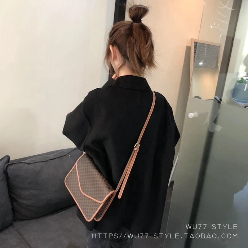 Классическая женская сумка-мессенджер с коричневым цветком, сумка через плечо, винтажная брендовая кожаная сумка, клатч, сумки с ромбовидной решеткой