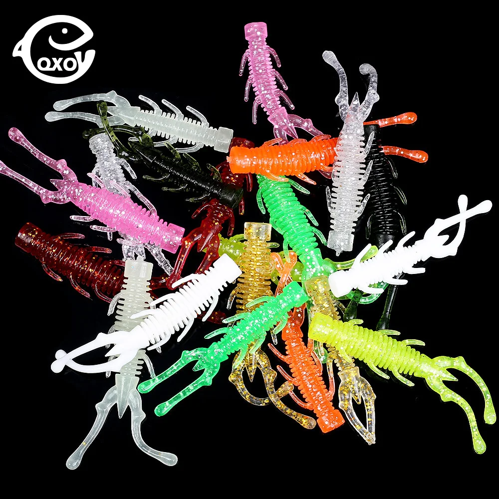 QXO 10pcs/lot Fishing Lure Soft Lure Silicone Bait TPE Sea Fishing Worm Spinnerbait Surface Lure Shrimp Lure  Accessories