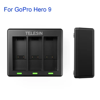 

For GoPro HERO 9 Black 3-channel Battery Charger Triple Channel Battery Charger with Type C Charging Cable for Gopro Hero 9