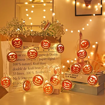 

Cross-border new led halloween pumpkin lantern string ghost festival skull ghost dress up props bar funny decorative lights