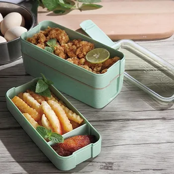 

900ml Portable Microwavable 3 Layer Lunch Box With Compartments Leakproof Bento Box Insulated Food Container With Spoon and fork