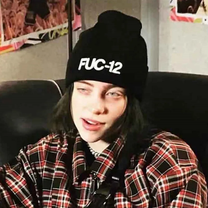 

Billie Eilish FUC-12 Cotton Embroidery Casual Beanies for Men Women Knitted Winter Hat Solid Hip-hop Skullies Bonnet Unisex Cap