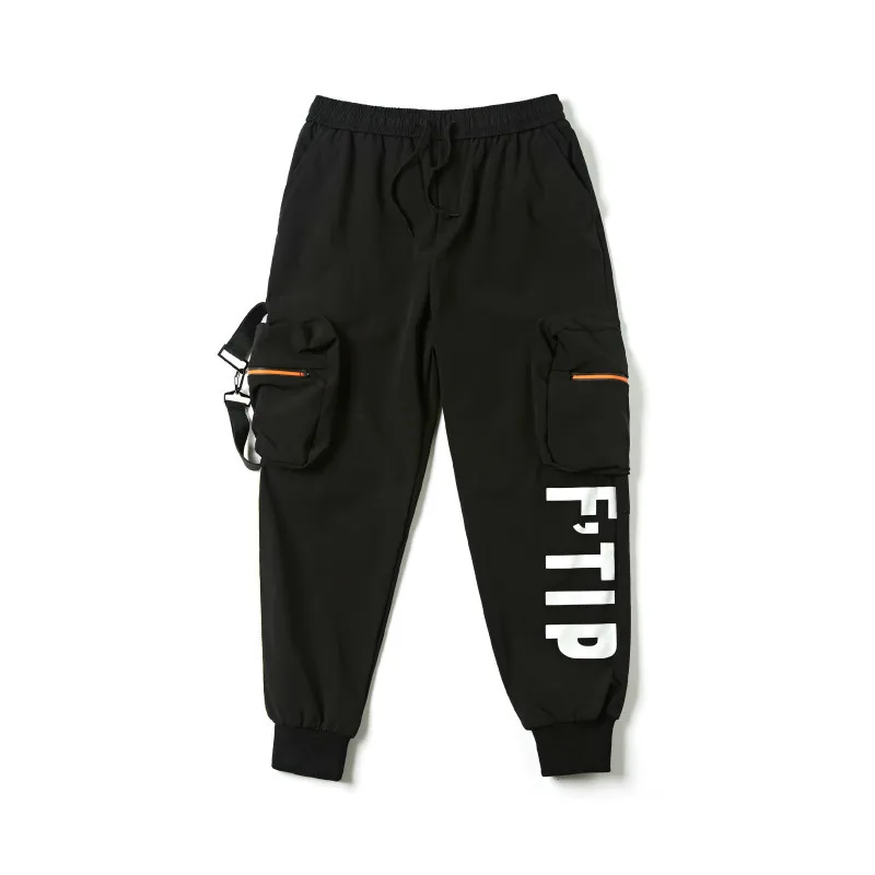 Осенние длинные спортивные штаны Tide брендовые Комбинезоны для мужчин Легко Досуг время хлопок девять частей брюки хип хоп тренажерный зал Япония стиль черный