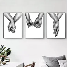 Плакат любителей рука в руку печатает на холсте Любовь картина маслом для гостиной украшения стены искусства картинки без рамки